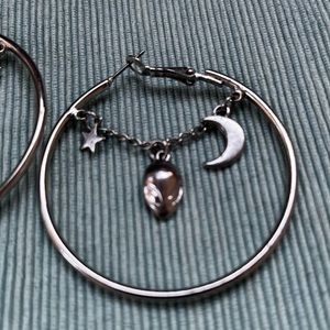 Y2K alien hoop earrings